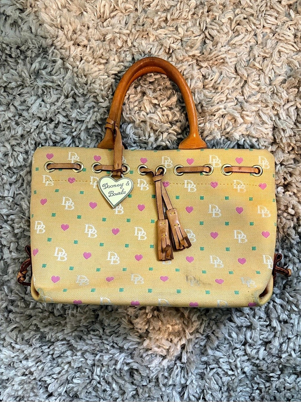 Dooney & Bourke Patterned Shoulder Bag in Yellow & Brown